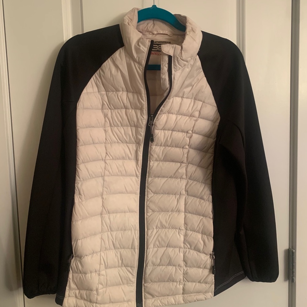 Women’s Cream and Black Winter Puffer Coat